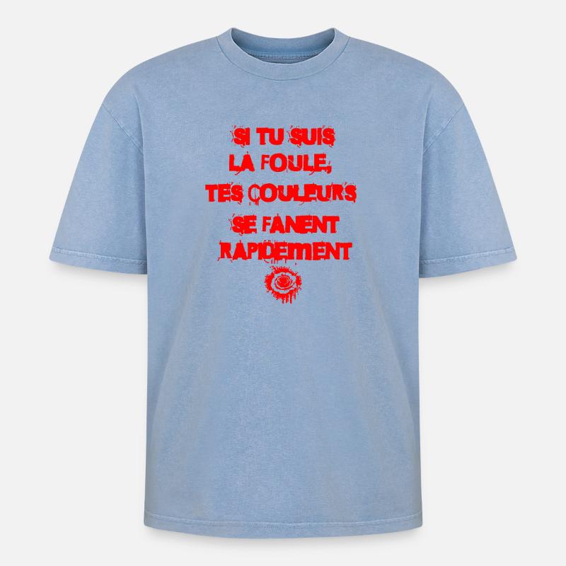 Die Menge - Oversized Unisex Premium Acid-Washed T-Shirt - Blau Acid Wash