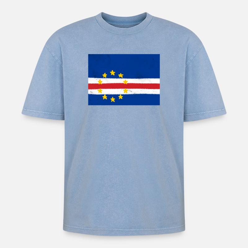 Drapeau du Cap-Vert - T-shirt Premium unisexe oversize acid-washed - bleu délavé acide