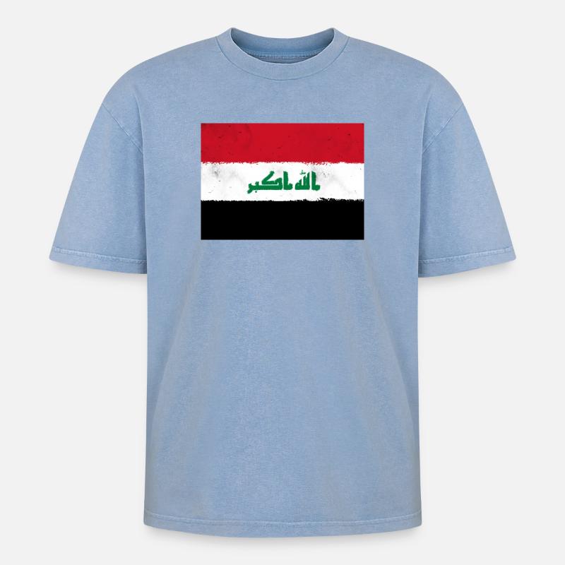 Drapeau de l’Irak - T-shirt Premium unisexe oversize acid-washed - bleu délavé acide