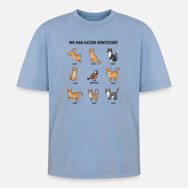 Cat Identification Guide - Oversized Unisex Premium Acid-Washed T-Shirt - acid washed blue