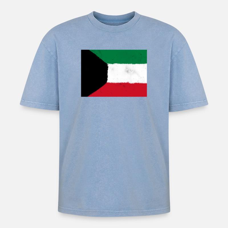 Drapeau du Koweït - T-shirt Premium unisexe oversize acid-washed - bleu délavé acide
