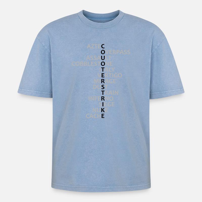 CS Maps - Oversized Unisex Premium Acid-Washed T-Shirt - Blau Acid Wash