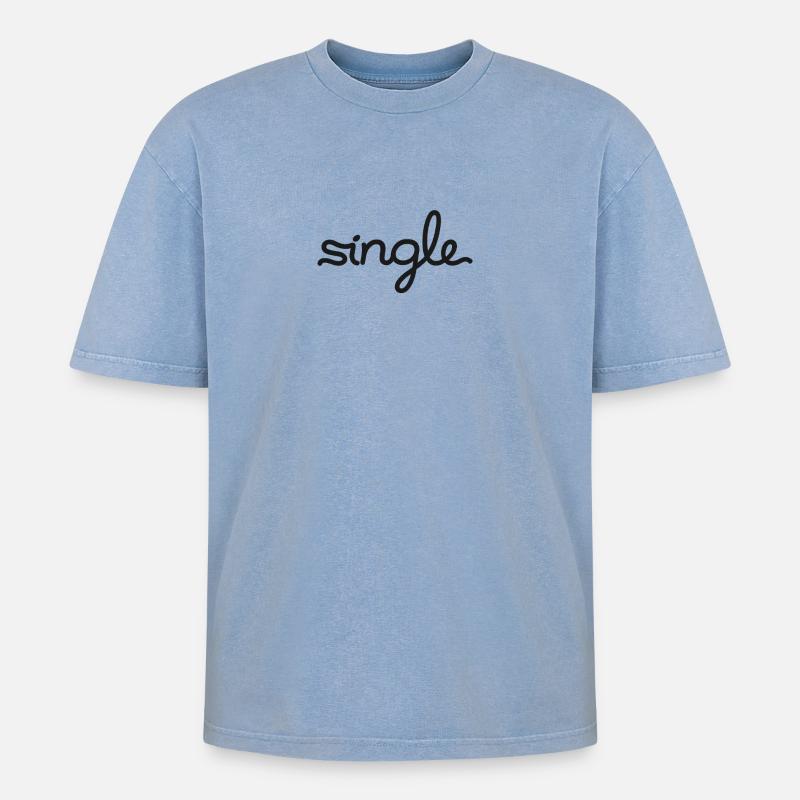 Single - Oversized Unisex Premium Acid-Washed T-Shirt - Blau Acid Wash