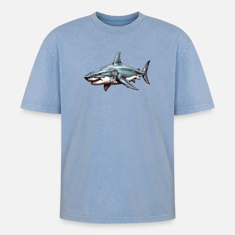 Marée de requin - T-shirt Premium unisexe oversize acid-washed - bleu délavé acide