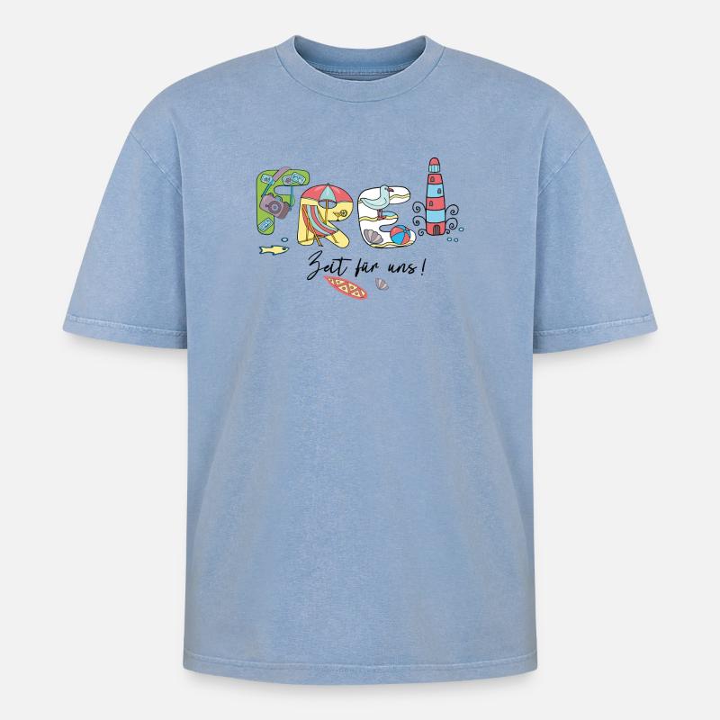 Vacances de loisirs - T-shirt Premium unisexe oversize acid-washed - bleu délavé acide