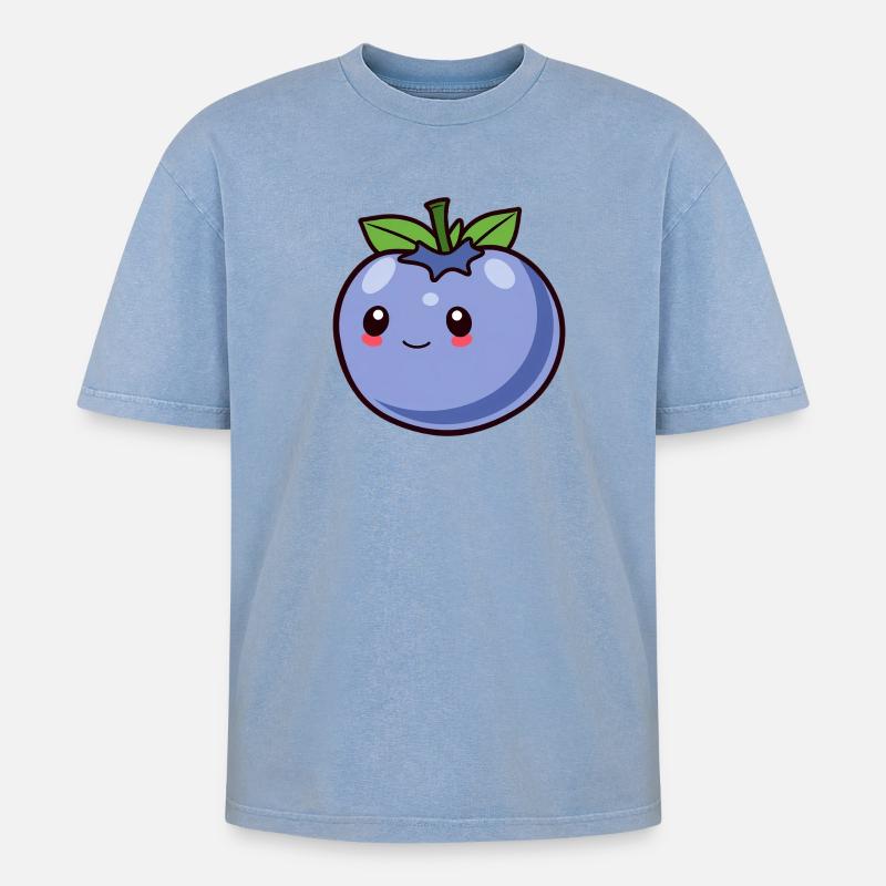 Blaubeere - Oversized Unisex Premium Acid-Washed T-Shirt - Blau Acid Wash