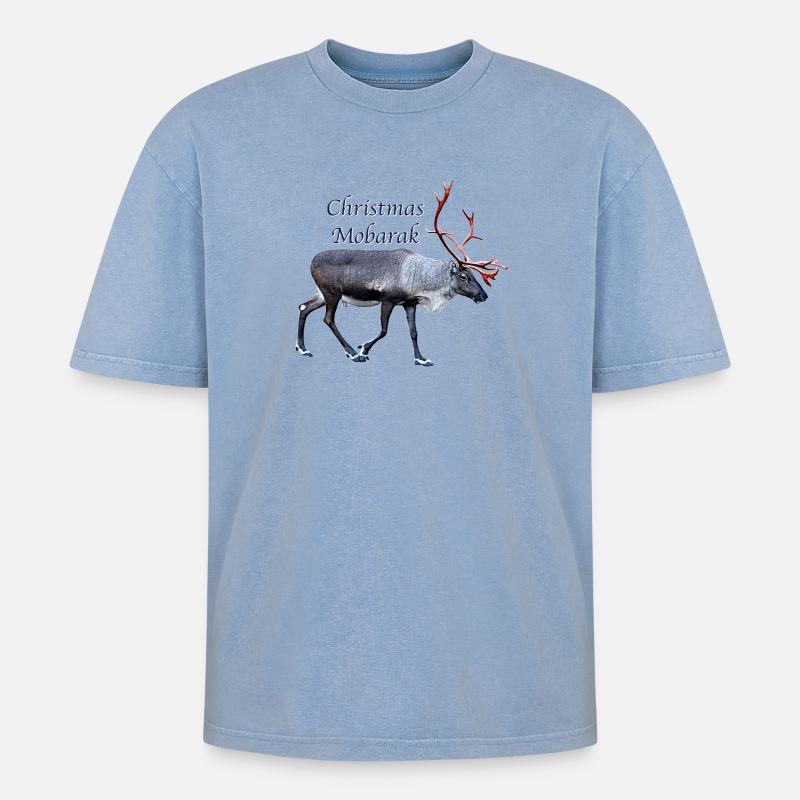 Weihnachten Mobarak - Oversized Unisex Premium Acid-Washed T-Shirt - Blau Acid Wash