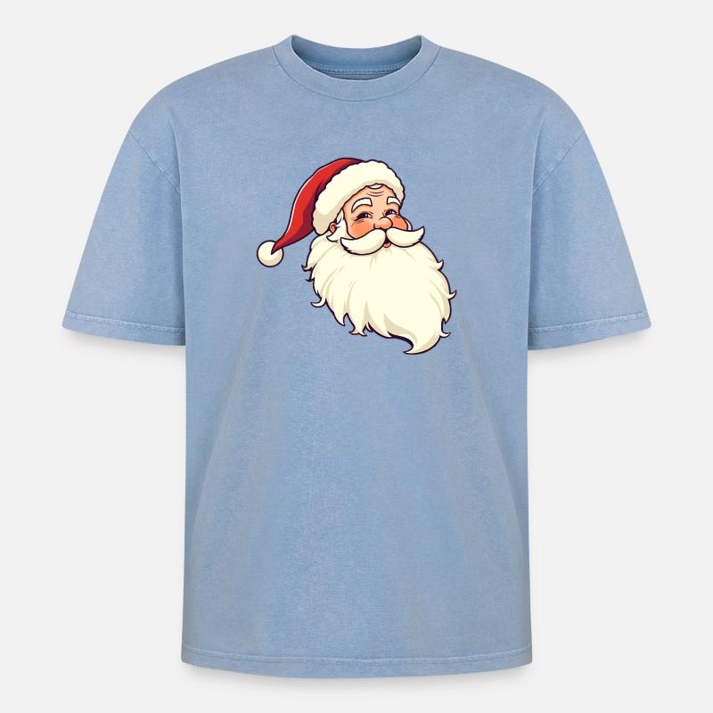 Weihnachtsmann - Oversized Unisex Premium Acid-Washed T-Shirt - Blau Acid Wash