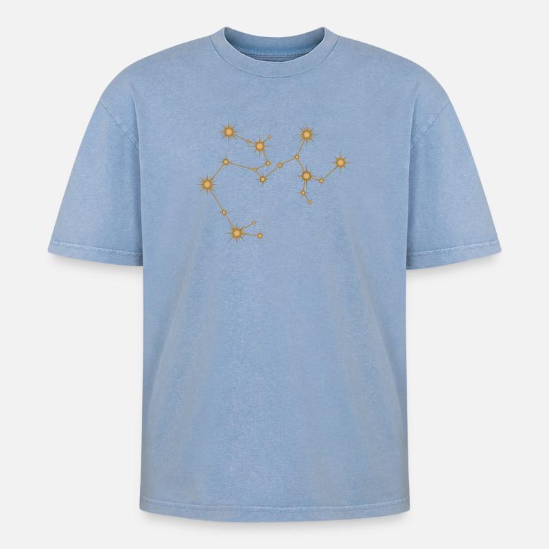 Sternbild Schütze Sternzeichen Sternzeichen - Oversized Unisex Premium Acid-Washed T-Shirt - Blau Acid Wash