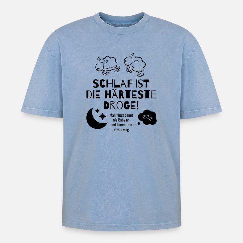 Schlaf - Oversized Unisex Premium Acid-Washed T-Shirt - Blau Acid Wash