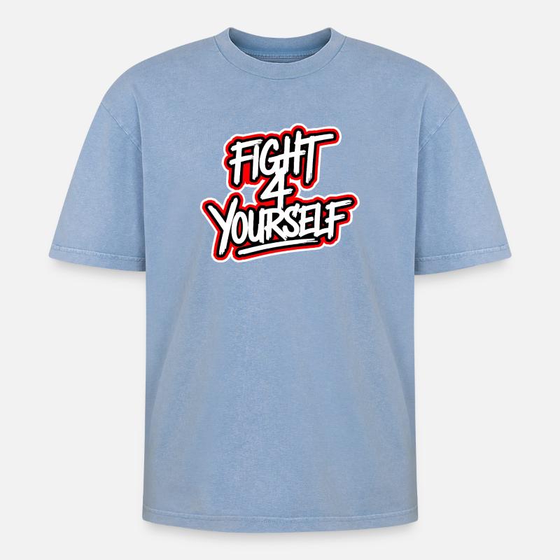 Combattez-vous à 4 vous-même - T-shirt Premium unisexe oversize acid-washed - bleu délavé acide