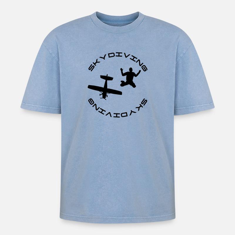 Skydiver - Oversized Unisex Premium Acid-Washed T-Shirt - Blau Acid Wash