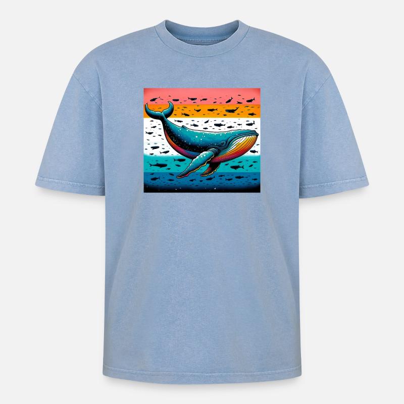 Wal - Oversized Unisex Premium Acid-Washed T-Shirt - Blau Acid Wash