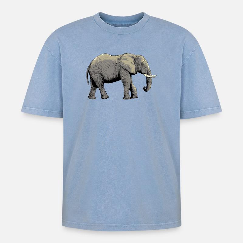 Conception individuelle de l’éléphant - T-shirt Premium unisexe oversize acid-washed - bleu délavé acide