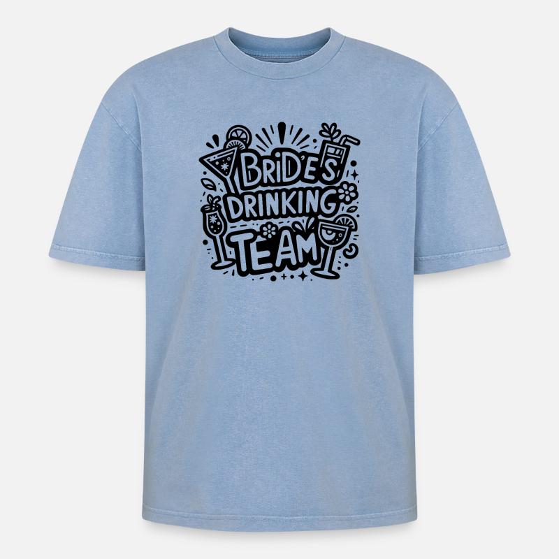 Bride’s Drinking Team - Oversized Unisex Premium Acid-Washed T-Shirt - Blau Acid Wash