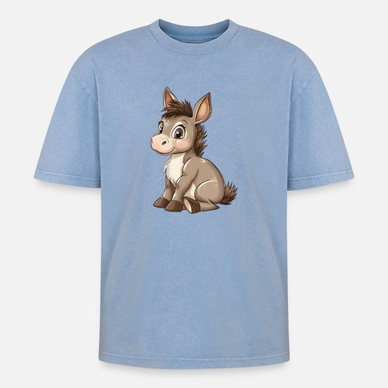 Esel - Oversized Unisex Premium Acid-Washed T-Shirt - Blau Acid Wash