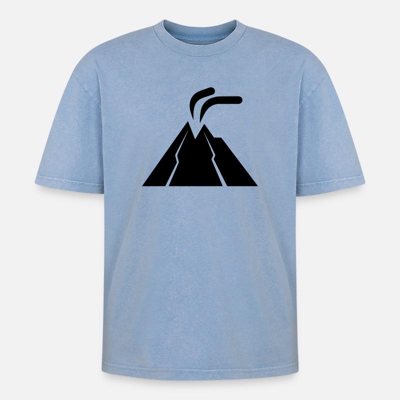 Vulkan - Oversized Unisex Premium Acid-Washed T-Shirt - Blau Acid Wash
