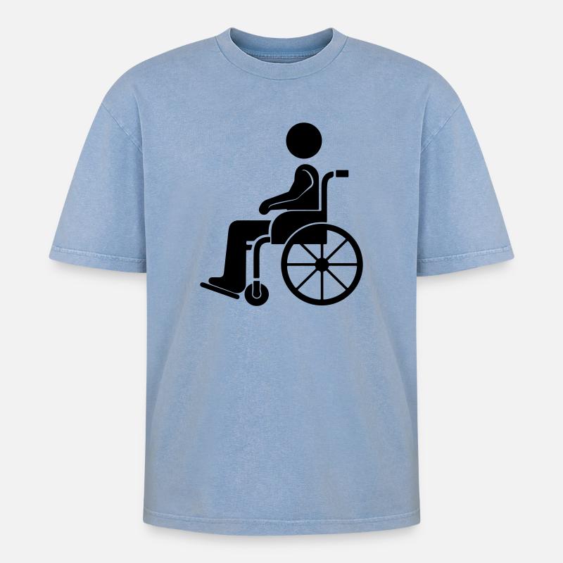 Rollstuhl Symbol - Oversized Unisex Premium Acid-Washed T-Shirt - Blau Acid Wash