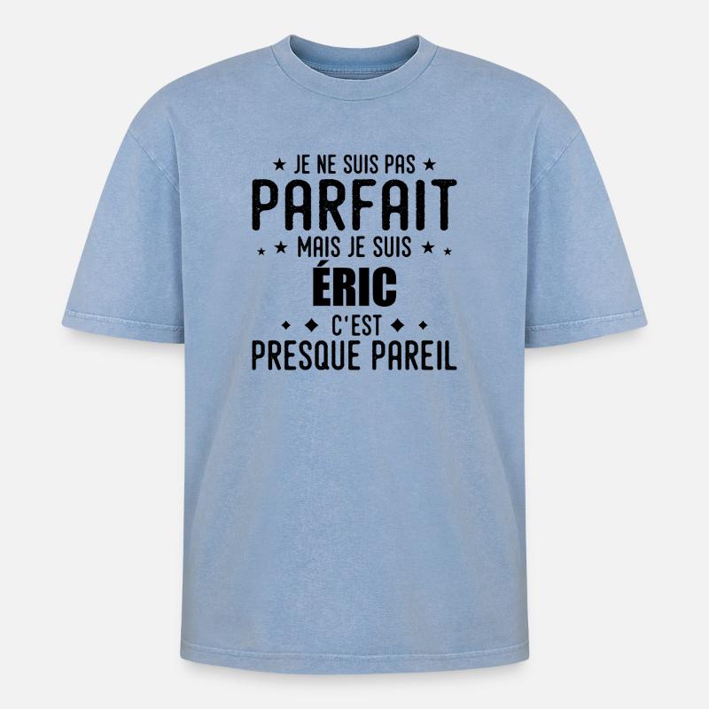 Eric: authentisch, unvollkommen, oberflächlich, perfekt - Oversized Unisex Premium Acid-Washed T-Shirt - Blau Acid Wash