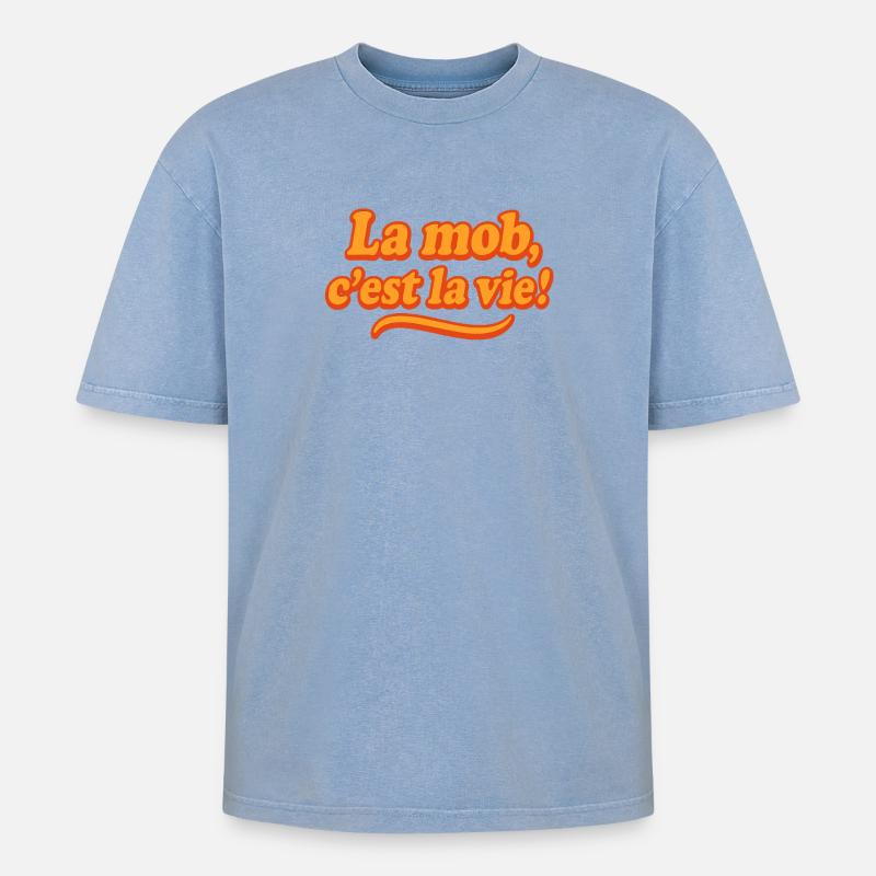 Der Mob ist das Leben! - Oversized Unisex Premium Acid-Washed T-Shirt - Blau Acid Wash