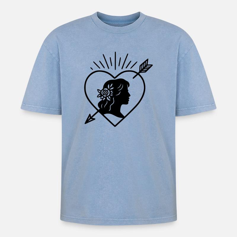 Die Braut - Oversized Unisex Premium Acid-Washed T-Shirt - Blau Acid Wash