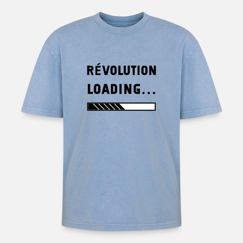 revolution loading - T-shirt Premium unisexe oversize acid-washed - bleu délavé acide