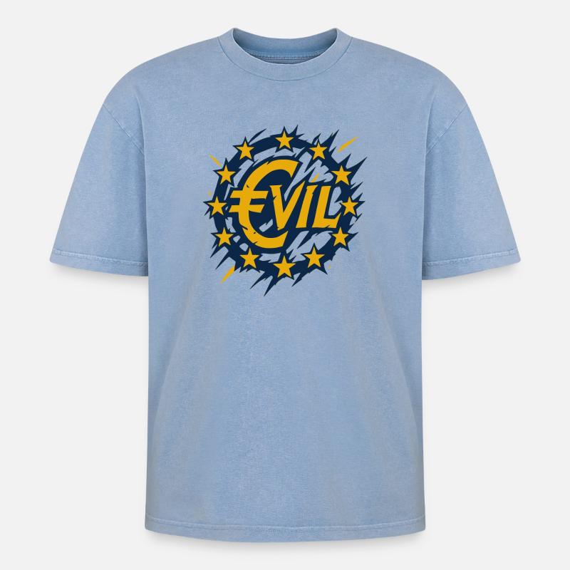 Conception du logo de l’Euro-rebellion - T-shirt Premium unisexe oversize acid-washed - bleu délavé acide