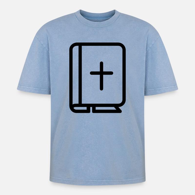 Bibel - Oversized Unisex Premium Acid-Washed T-Shirt - Blau Acid Wash