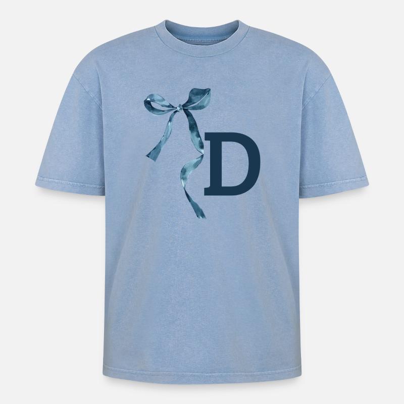 Monogramm Geschenkidee - Oversized Unisex Premium Acid-Washed T-Shirt - Blau Acid Wash