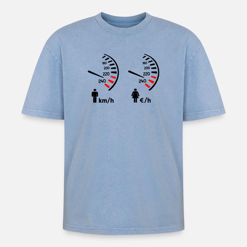 Speedometer km/h and expense meter - Oversized Unisex Premium Acid-Washed T-Shirt - acid washed blue