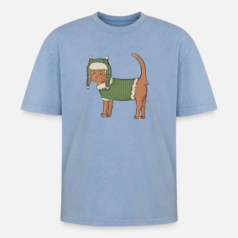Chat-pka - Oversized Unisex Premium Acid-Washed T-Shirt - Blau Acid Wash