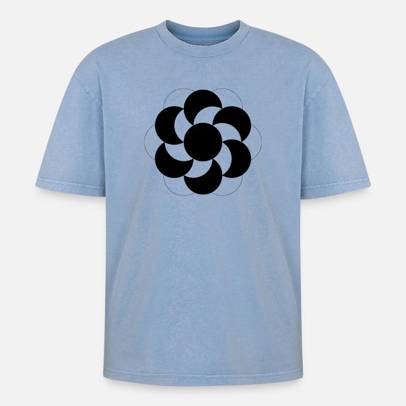 Crop Circle Fleur Céleste - T-shirt Premium unisexe oversize acid-washed - bleu délavé acide