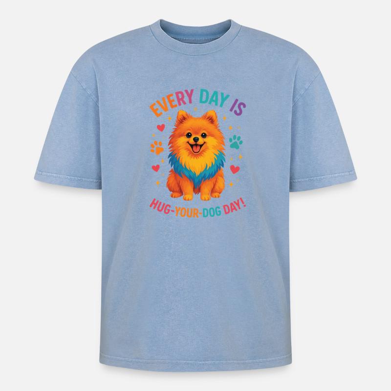dwarf spitz - Oversized Unisex Premium Acid-Washed T-Shirt - acid washed blue