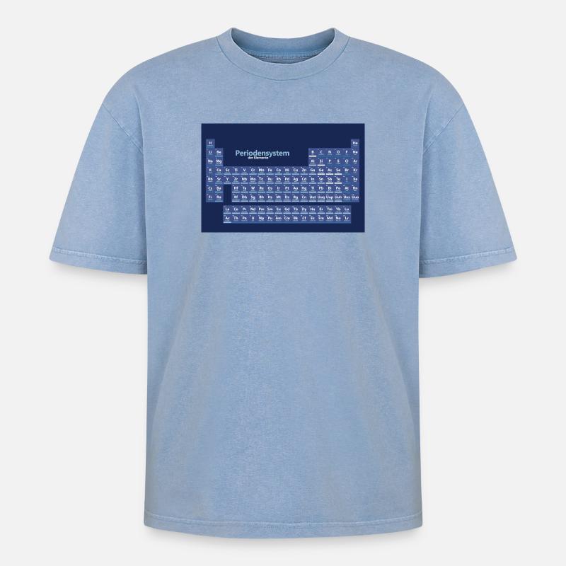 Posters Periodensystem der Elemente - Oversized Unisex Premium Acid-Washed T-Shirt - Blau Acid Wash