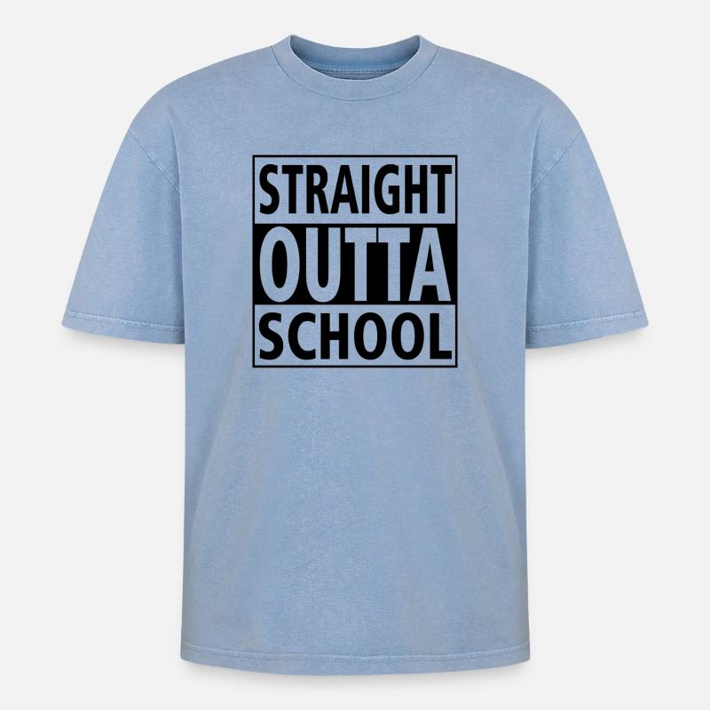 Class Shirts Direkt aus der Schule - Oversized Unisex Premium Acid-Washed T-Shirt - Blau Acid Wash