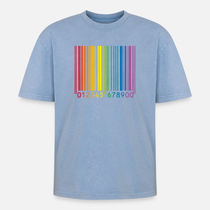 Schwuler Barcode - Oversized Unisex Premium Acid-Washed T-Shirt - Blau Acid Wash