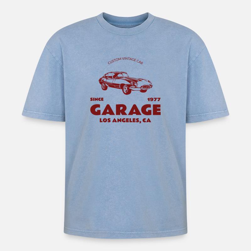 Custom Oldtimer – Garage Los Angeles - Oversized Unisex Premium Acid-Washed T-Shirt - Blau Acid Wash