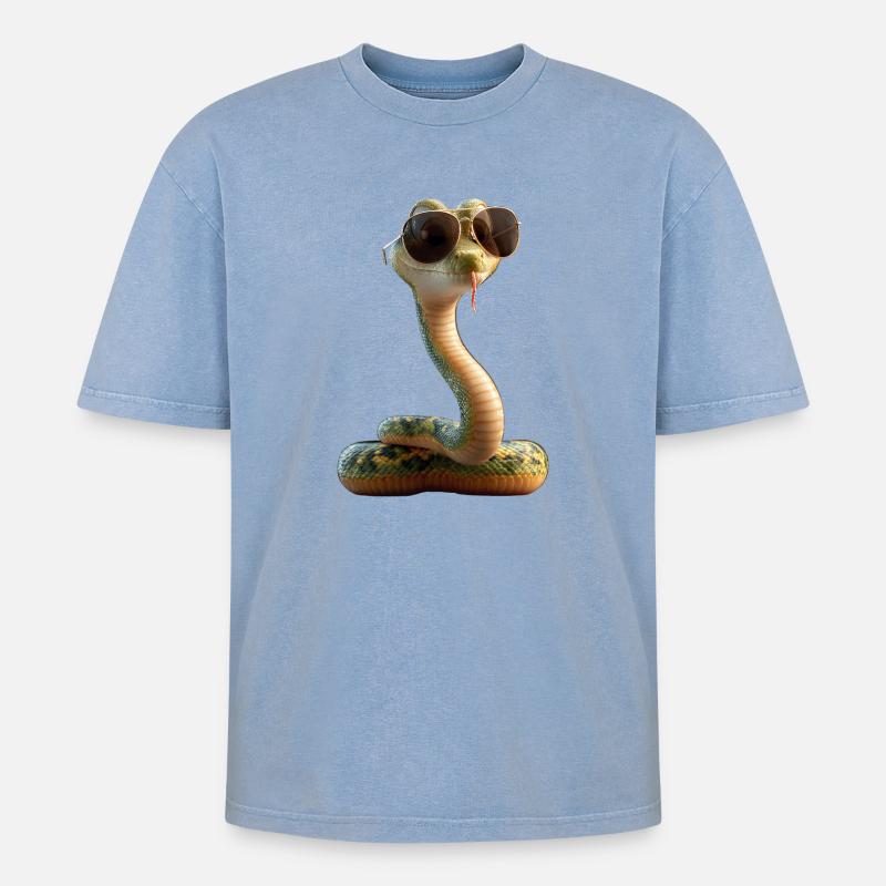 snake, python, cobra, rattlesnake, snakes - Oversized Unisex Premium Acid-Washed T-Shirt - acid washed blue