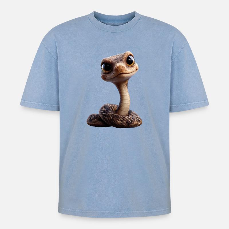 snake, python, cobra, rattlesnake, snakes - Oversized Unisex Premium Acid-Washed T-Shirt - acid washed blue