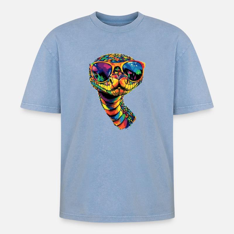snake, python, cobra, rattlesnake, snakes - Oversized Unisex Premium Acid-Washed T-Shirt - acid washed blue