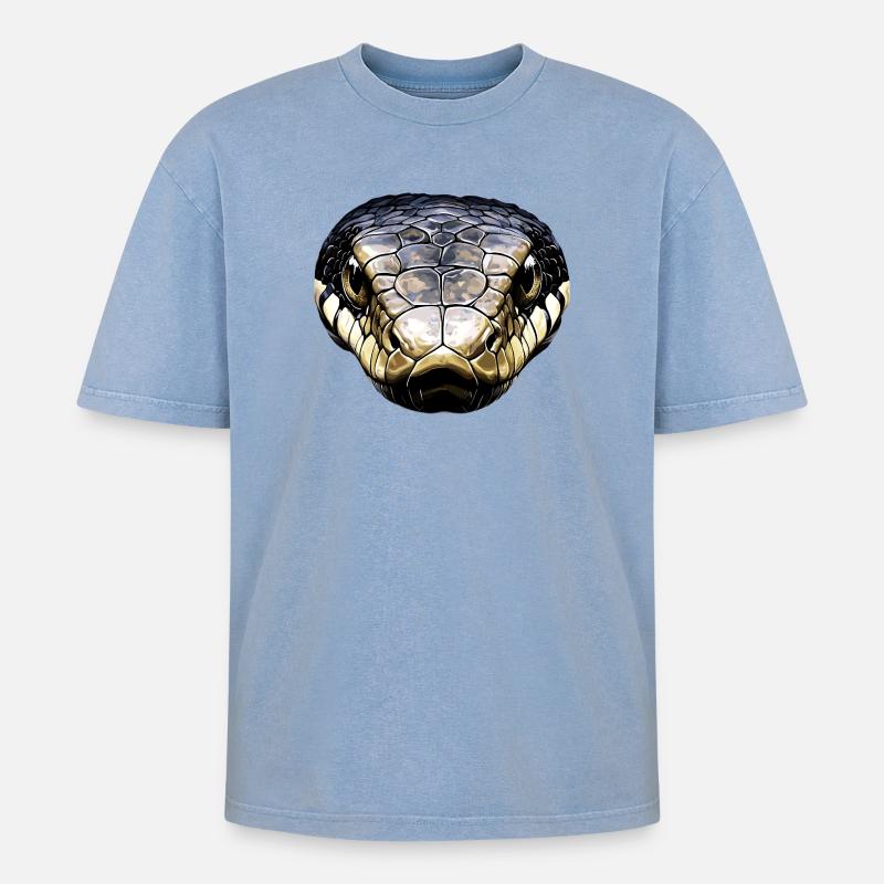 Schlange Python Kobra Klapperschlange Schlangen - Oversized Unisex Premium Acid-Washed T-Shirt - Blau Acid Wash