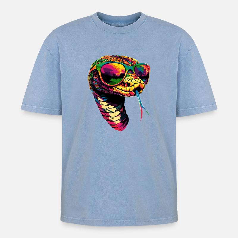 snake, python, cobra, rattlesnake, snakes - Oversized Unisex Premium Acid-Washed T-Shirt - acid washed blue