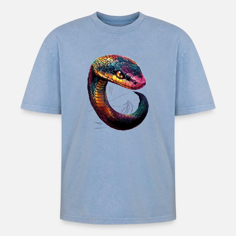 snake, python, cobra, rattlesnake, snakes - Oversized Unisex Premium Acid-Washed T-Shirt - acid washed blue