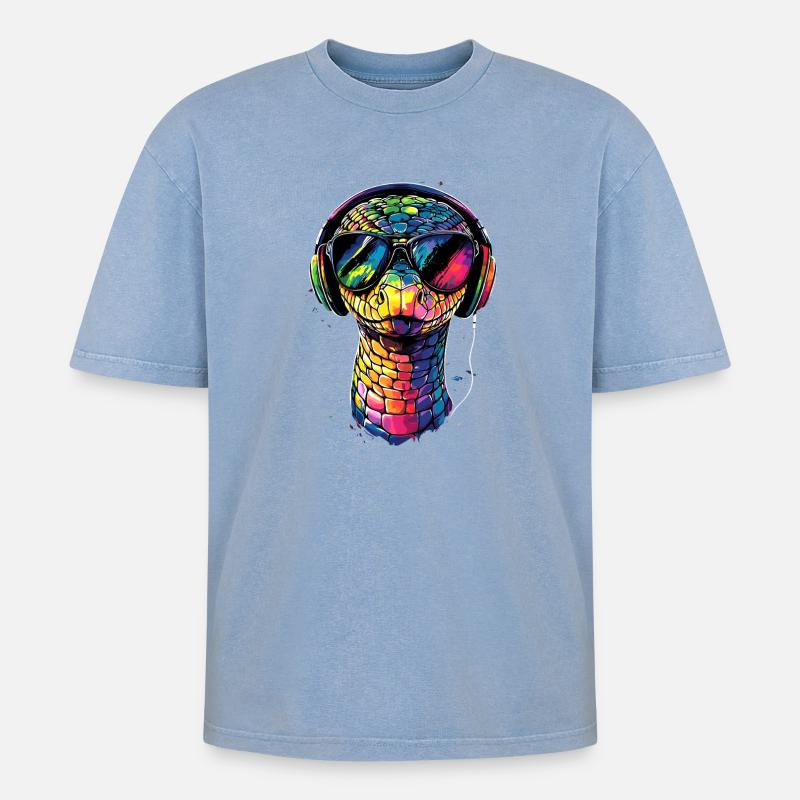 snake, python, cobra, rattlesnake, snakes - Oversized Unisex Premium Acid-Washed T-Shirt - acid washed blue