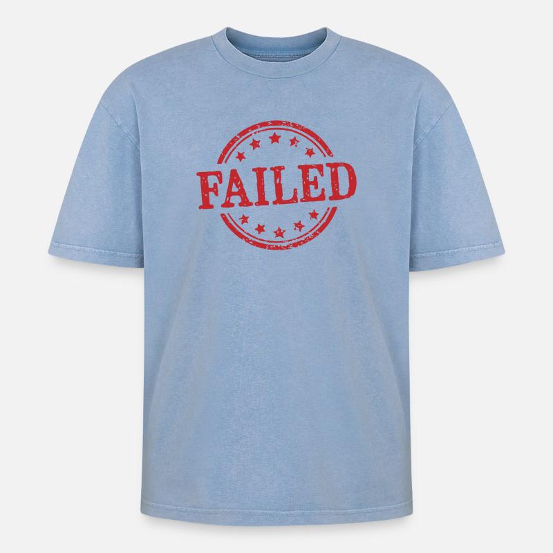 Failed Red Grunge Stamp - Oversized Unisex Premium Acid-Washed T-Shirt - acid washed blue