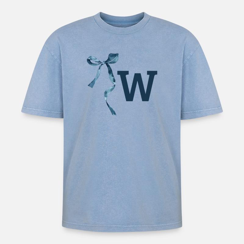 Monogramm mit Geschenkidee - Oversized Unisex Premium Acid-Washed T-Shirt - Blau Acid Wash
