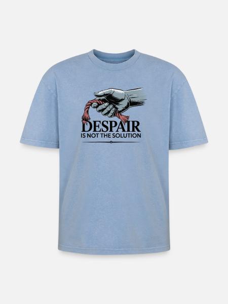 Resilient Hand Holding Frayed Rope - Oversized Unisex Premium Acid-Washed T-Shirt - acid washed blue