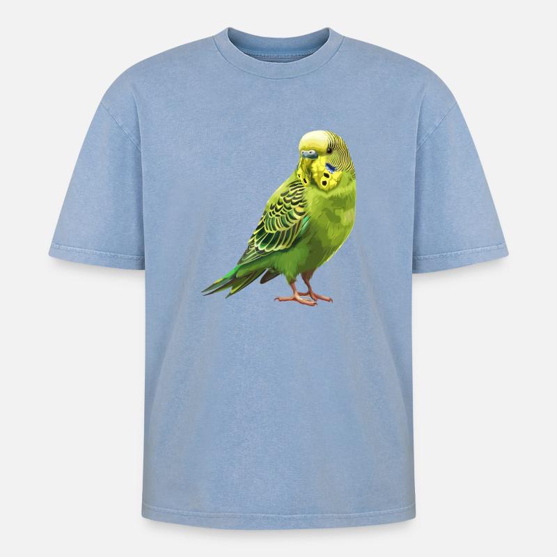 Conception de perruche Joie de vivre - T-shirt Premium unisexe oversize acid-washed - bleu délavé acide