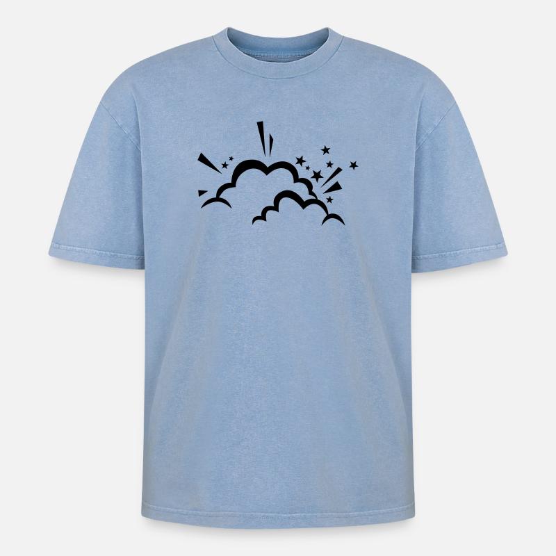 Comic cloud after explosion - Oversized Unisex Premium Acid-Washed T-Shirt - acid washed blue
