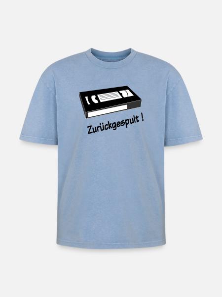 Rewound - Oversized Unisex Premium Acid-Washed T-Shirt - acid washed blue